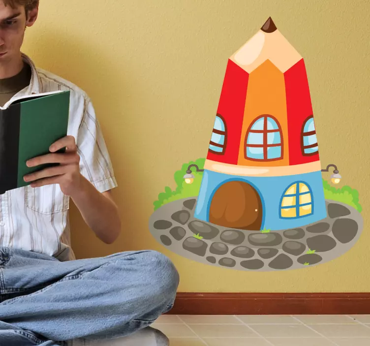Nálepka pre deti dizajn ceruzkového domu - Tenstickers