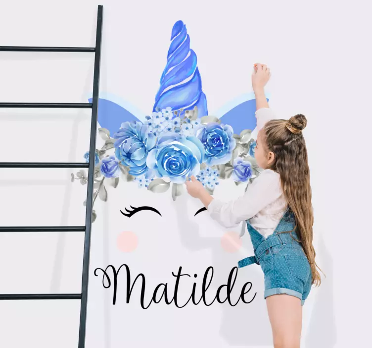 Nálepka pre deti kvetinový motív jednorožca - Tenstickers