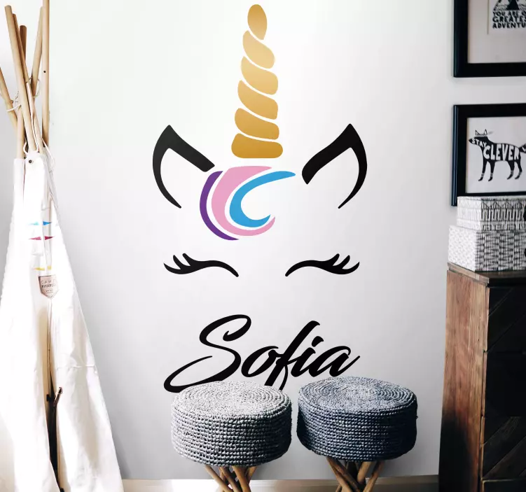 Nálepka pre deti prispôsobenie tváre jednorožca - Tenstickers