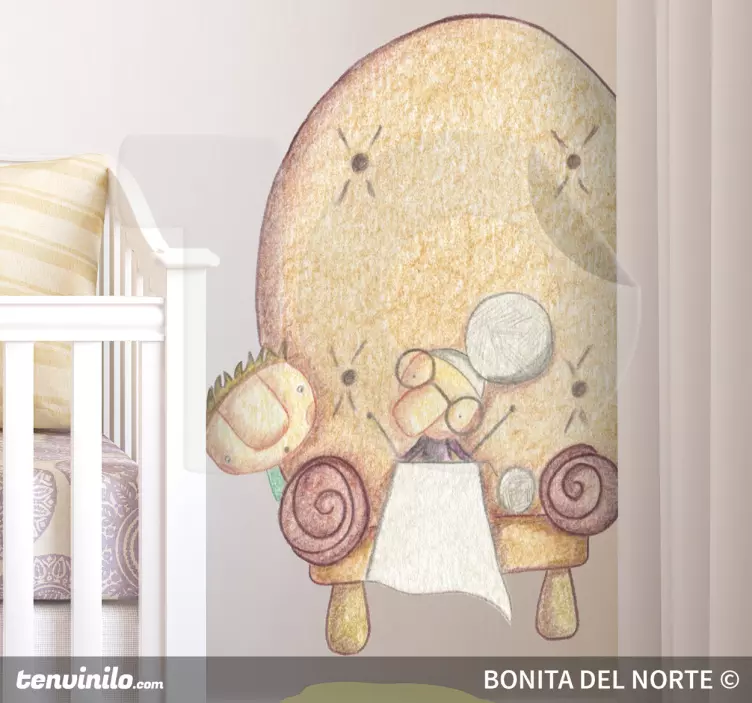 Nálepka pre deti roztomilá postavička sediaca - Tenstickers