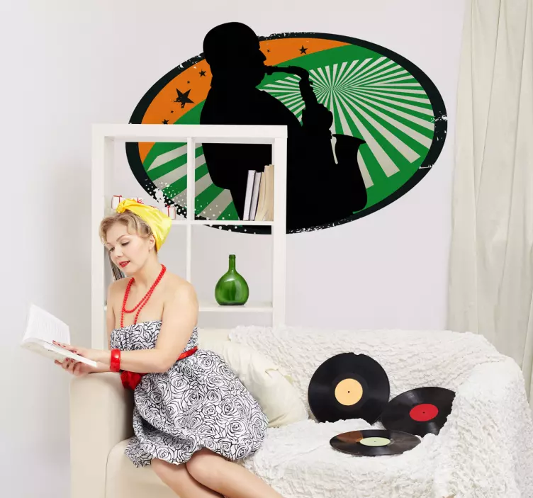 Nálepka pre siluetu saxofonistov - Tenstickers