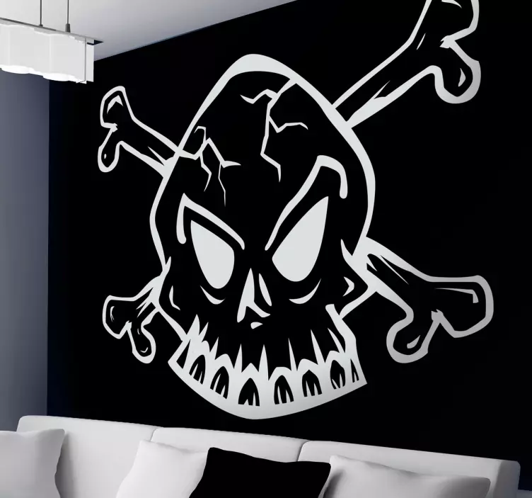 Nálepka s bielym obrysom lebky - Tenstickers