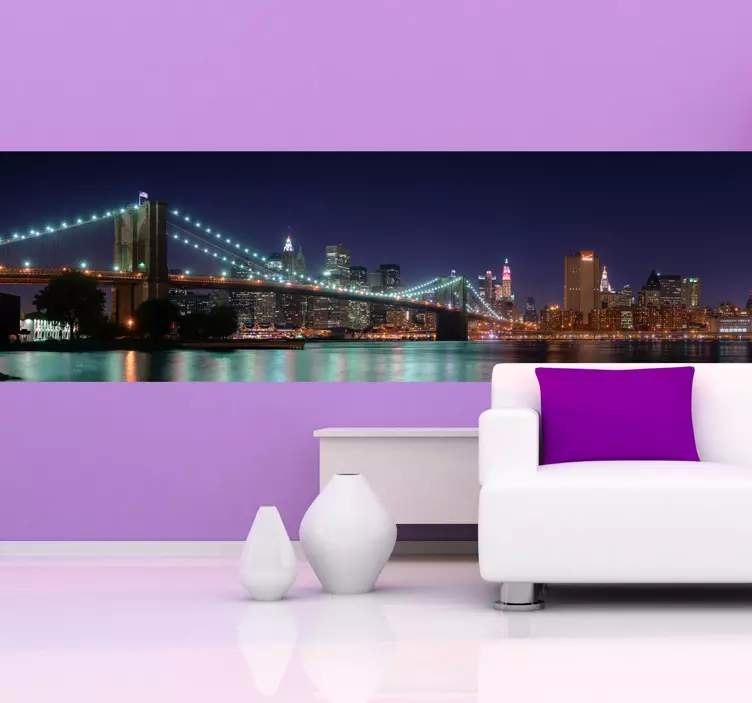 Nálepka s brooklynským mostom v noci - Tenstickers