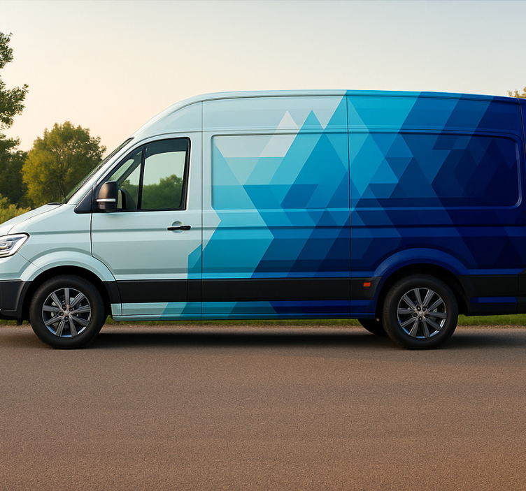 Nálepka s dodávkou dizajn modrých trojuholníkov - Tenstickers