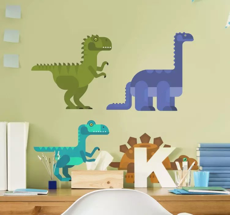 Geometrické dinosaury samolepka na stenu - Tenstickers