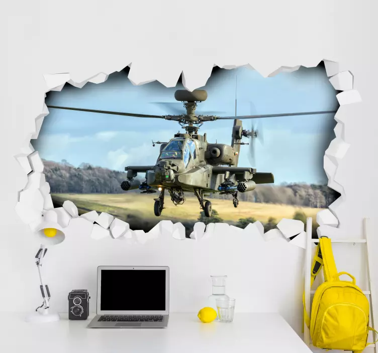 Nálepka s nástennou maľbou pre 3d helikoptéru - Tenstickers