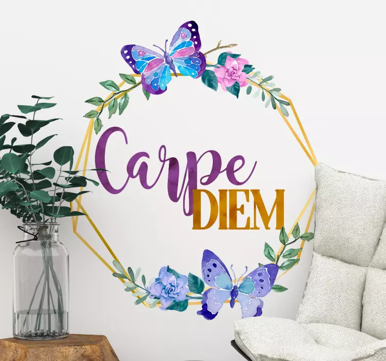Carpe diem s kvetmi obývacia izba nástenné dekorácie - Tenstickers