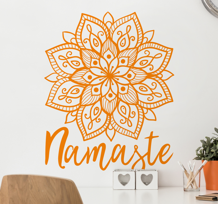 Nálepka s kvetinovou stenou z hinduistického mandala namaste - Tenstickers