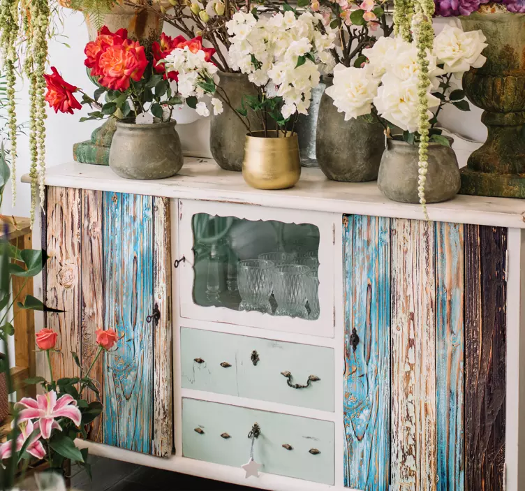 Maľované drevo obývacia izba nástenné dekorácie - Tenstickers