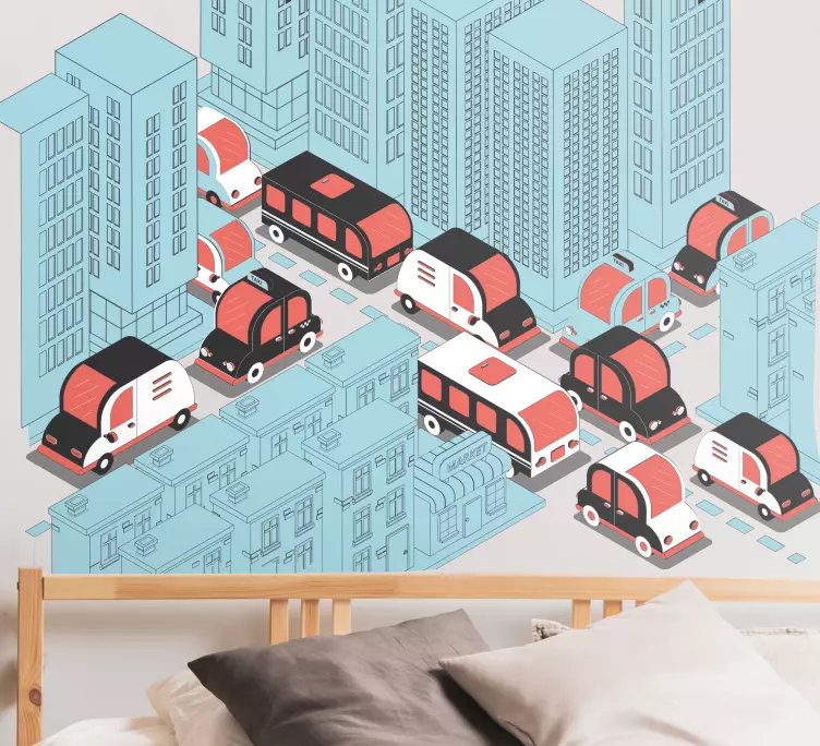 Nálepka s motorom ilustrácie dopravnej scény - Tenstickers