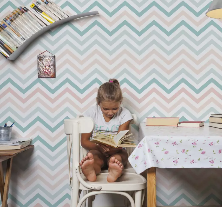 Nálepka s nástennou maľbou na pastelové cik-cak - Tenstickers