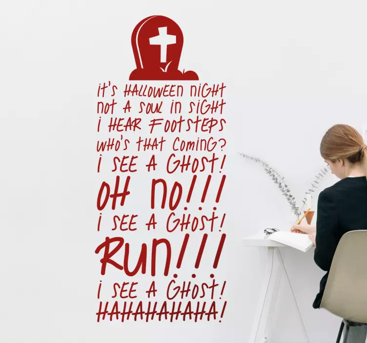 Samolepka na stenu z obývacej izby pre halloween texty - Tenstickers
