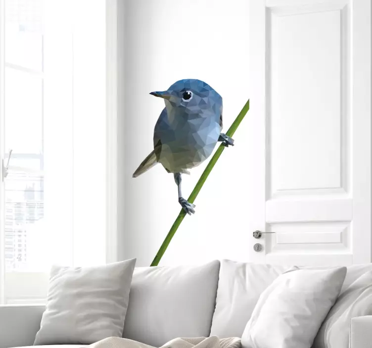 Nálepka s polygonálnym vtákom na vetve - Tenstickers