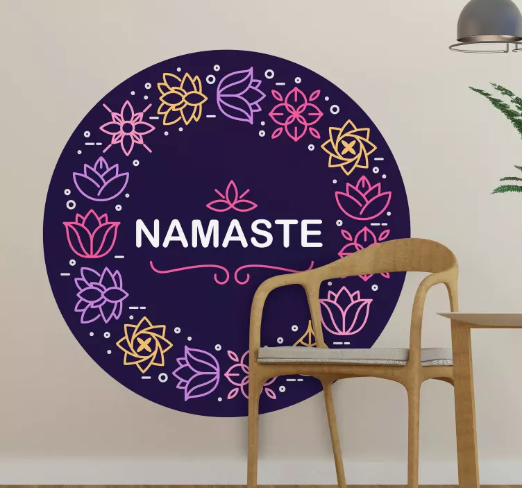 Nálepka s prírodou kruhový vzor kvetu namaste - Tenstickers