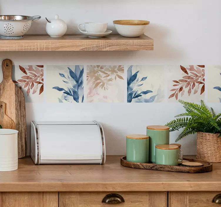 Nálepka na dlaždice kvetinový akvarelový vzor - Tenstickers