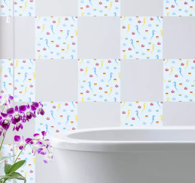 Nálepka s prírodou morský koník v prírodnom osviežení - Tenstickers