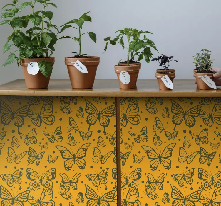 Nálepka s prírodou motýľ rastlinné pozadie - Tenstickers