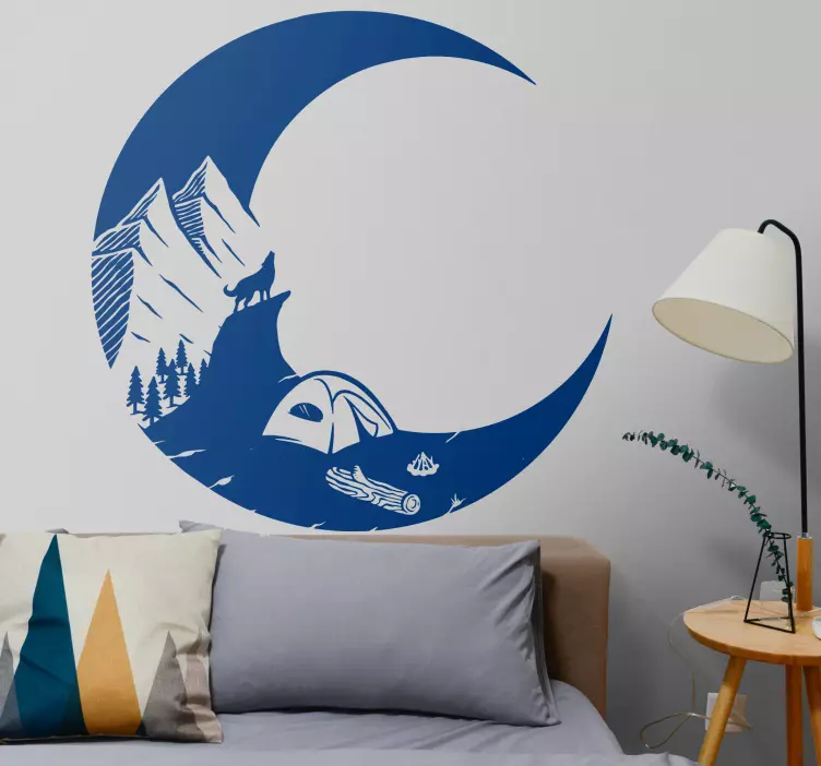 Nálepka s prírodou scéna horského kempovania - Tenstickers