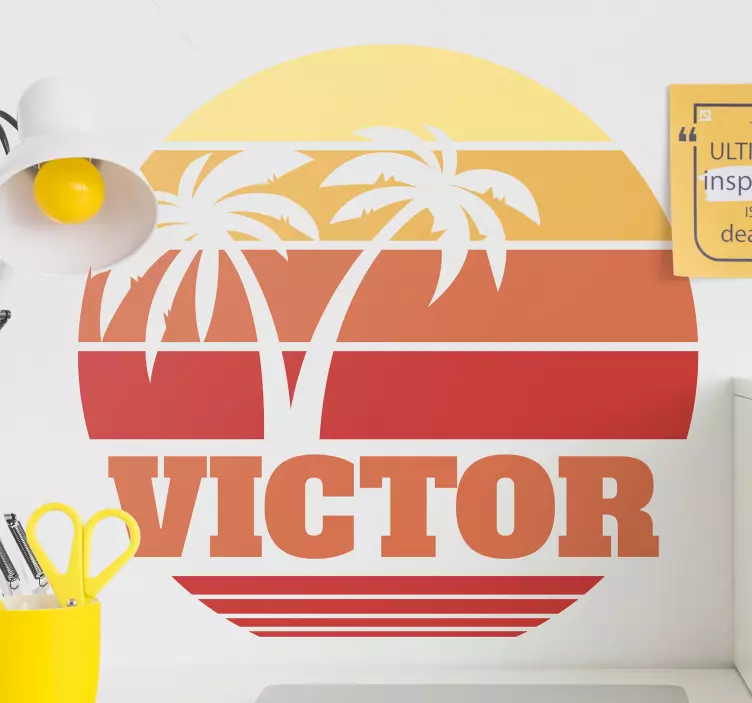 Nálepka s prírodou silueta palmy pri západe slnka - Tenstickers