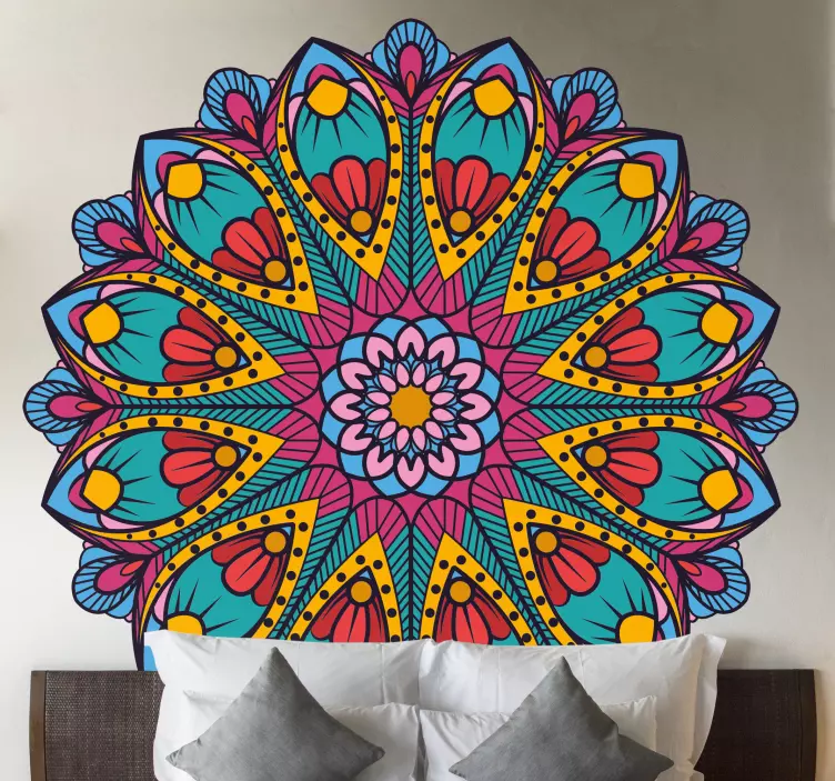 nalepky na stenu zvierata žiarivá botanická mandala - Tenstickers