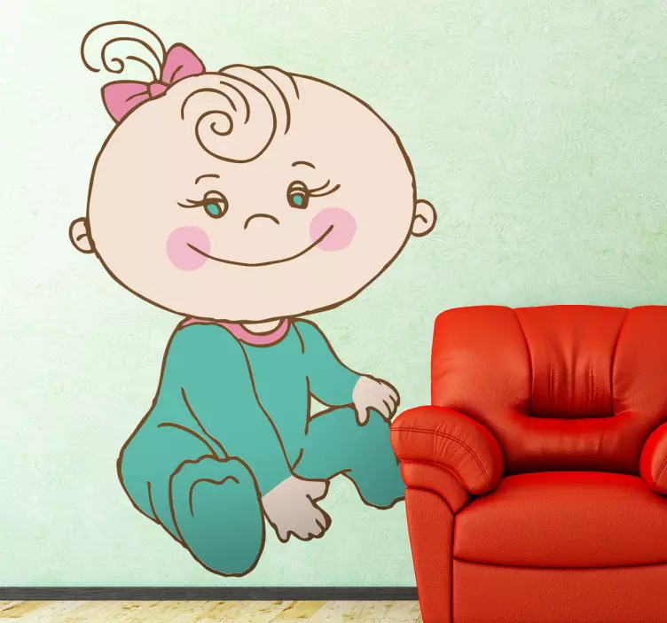 Nálepka s úsmevom na dieťa sediace deti - Tenstickers