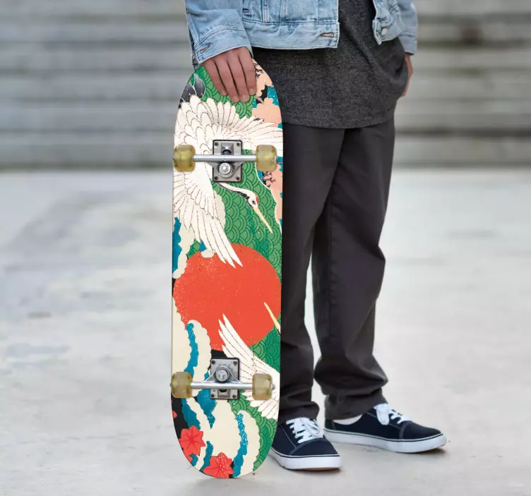 Vinyl pre skútre Žeriavy pod vychádzajúcim slnkom - Tenstickers