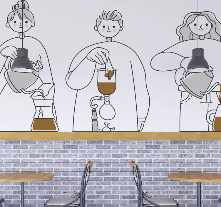 Nálepka šéfkuchára ilustrácie varenia kávy - Tenstickers