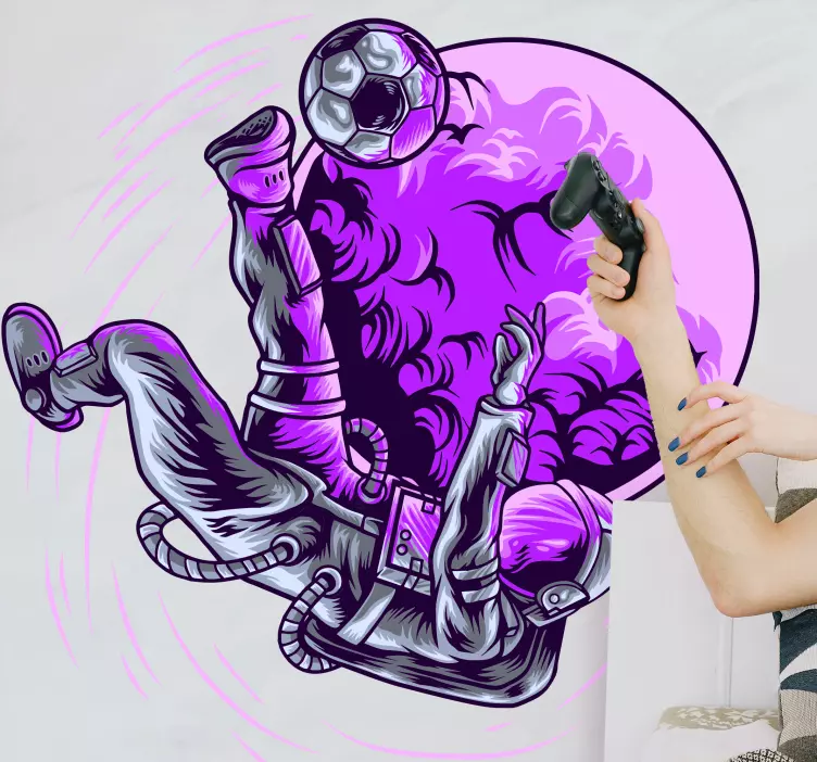 Futbalová nálepka astronaut kopajúci loptu - Tenstickers