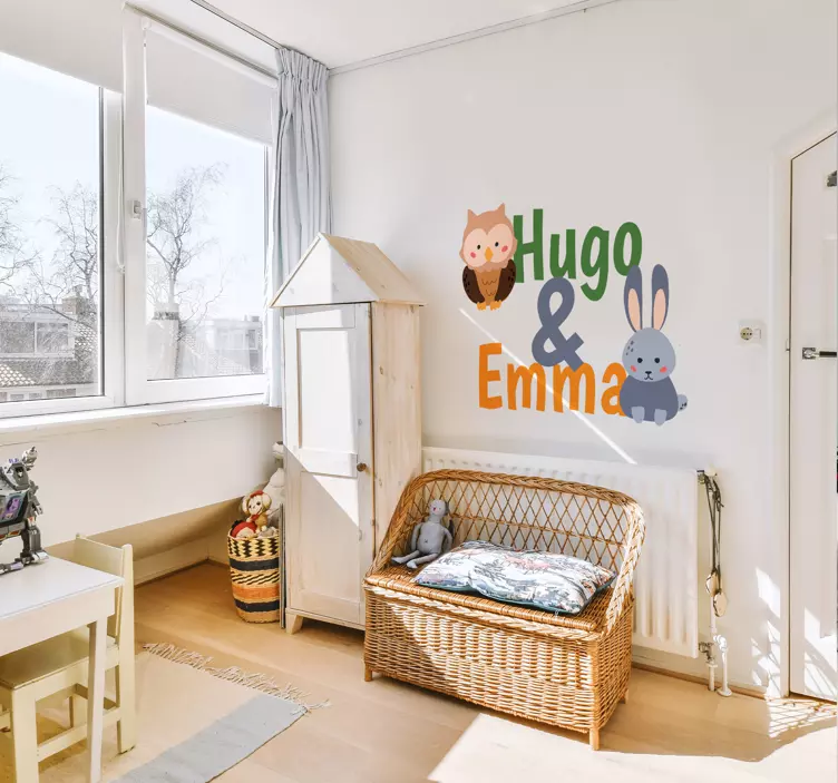 Nálepky sova a králičie súrodenci s divokým životom - Tenstickers