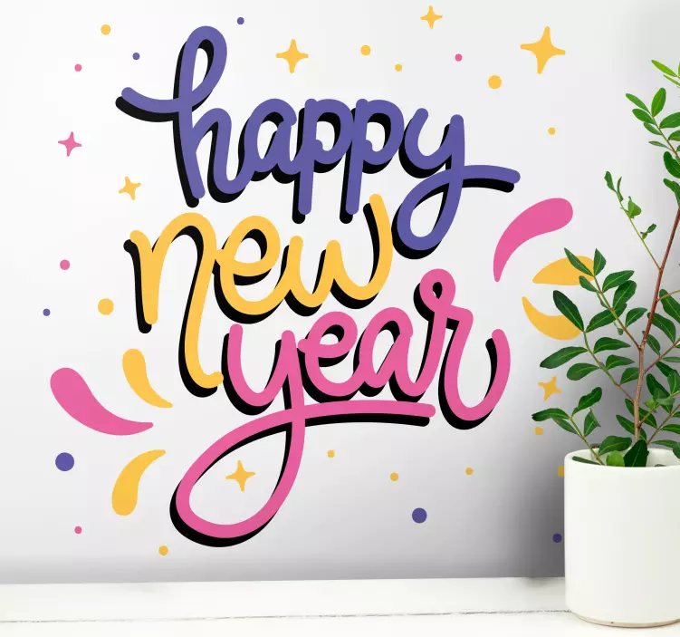 Vianočná nálepka farebné novoročné prianie - Tenstickers