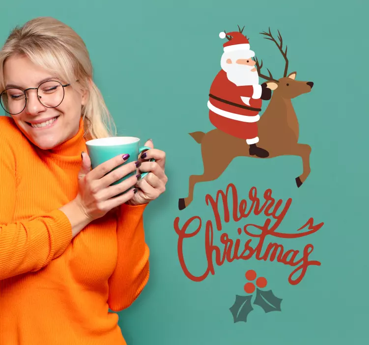 Nálepka udalosti santa claus jazdí na sobach - Tenstickers
