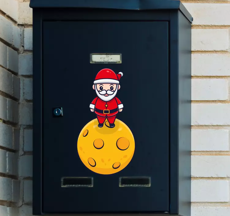 Vianočná nálepka santa na mesiaci - Tenstickers