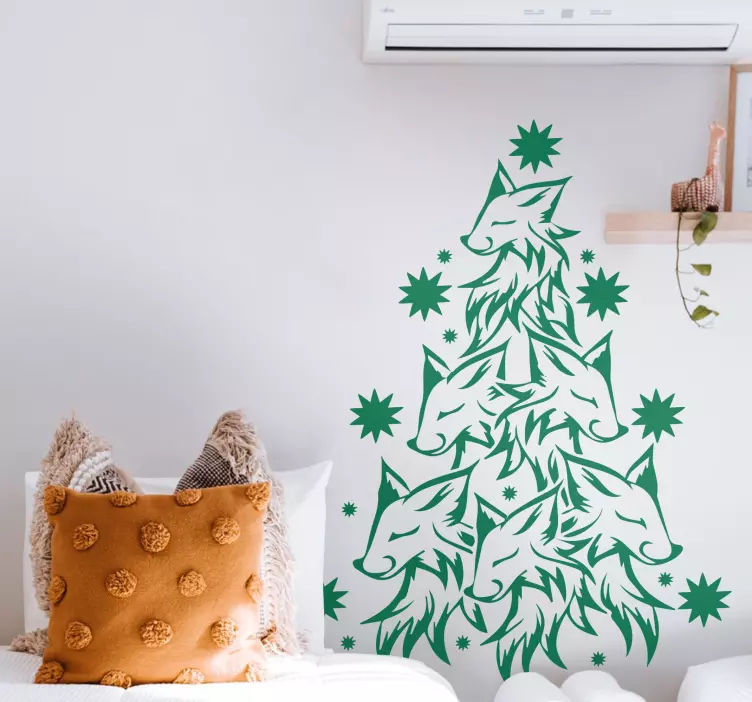 Vianočná nálepka s viacerými líščími hlavami - Tenstickers