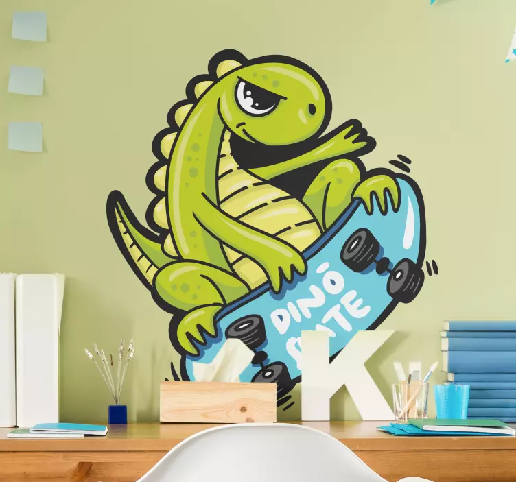Nálepku skateboarding dinosaurus charakter - Tenstickers