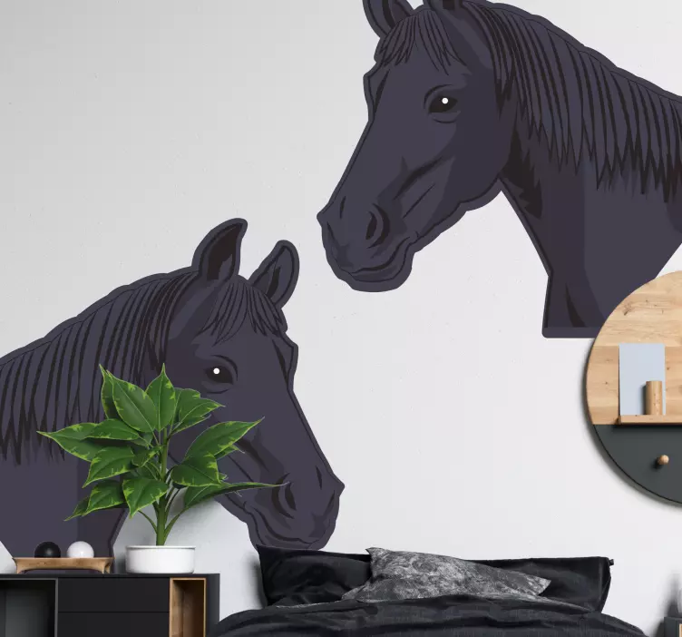 Nálepka s divokým zvieraťom umelecké dielo konskej hlavy - Tenstickers