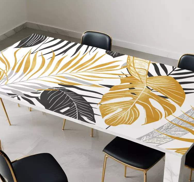 nálepky do jedálne tmavosivé a zlaté listy - Tenstickers