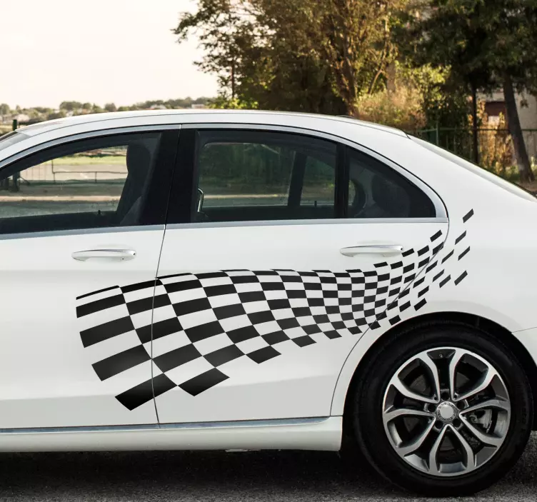 nalepka na auto závodná vlajka - Tenstickers