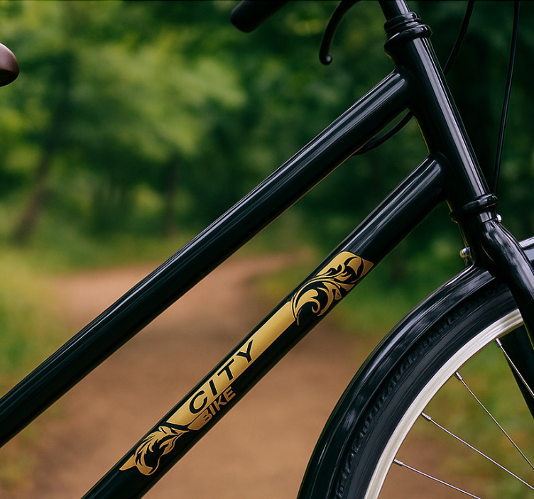 Nalepky na bicykel čierny a zlatý rám - Tenstickers