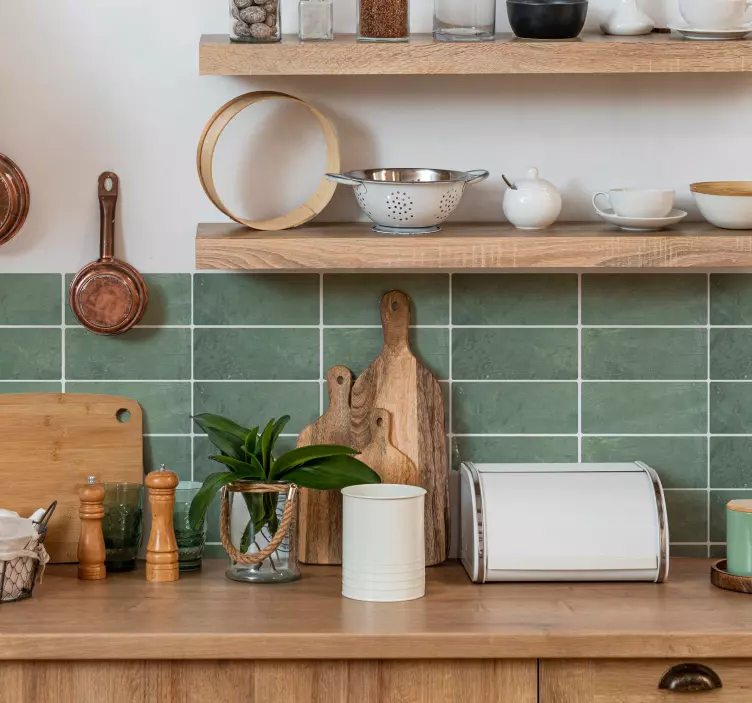 nalepky na obkladačky obdĺžnikové zelené tehly - Tenstickers