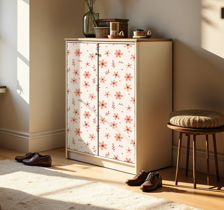 nálepky na nábytok béžové kvety - Tenstickers