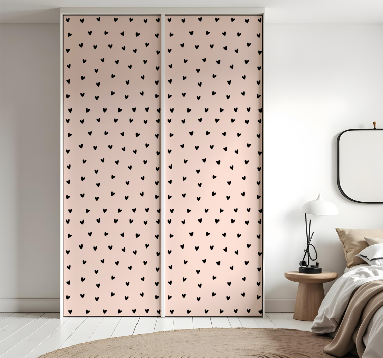 Nálepky na nábytok čierny vzor srdca - Tenstickers