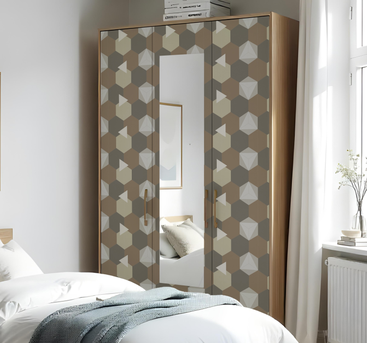 nálepky na nábytok hnedé šesťuholníky - Tenstickers