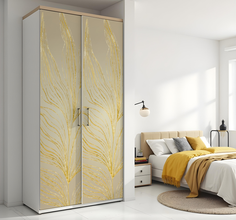 Nálepky na nábytok veľký list so zlatým efektom - Tenstickers