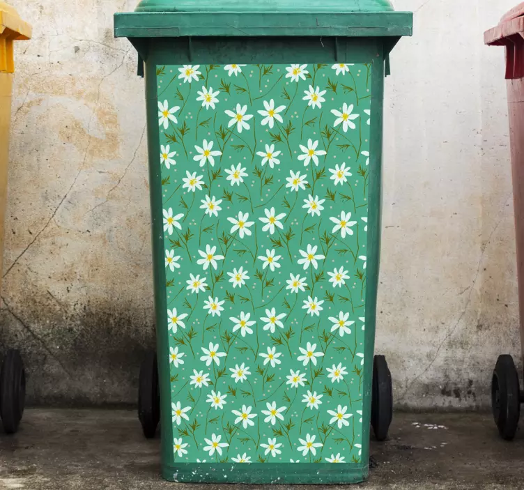 Nálepka kontajnera na odpadky z kvetu sedmokrásky - Tenstickers