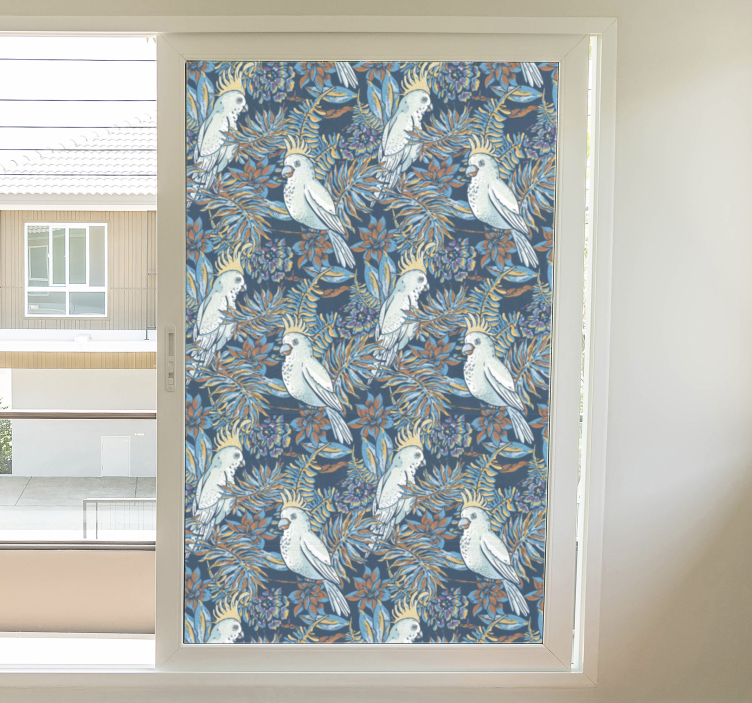 Samolepka na okno s vtákmi a kvetmi - Tenstickers