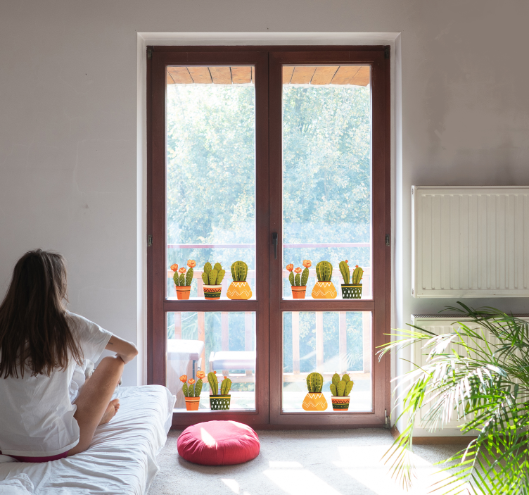 Nálepka na okno kaktusové tvary - Tenstickers