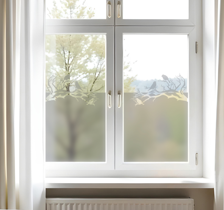 Nálepka na okno konáre s vtákmi - Tenstickers