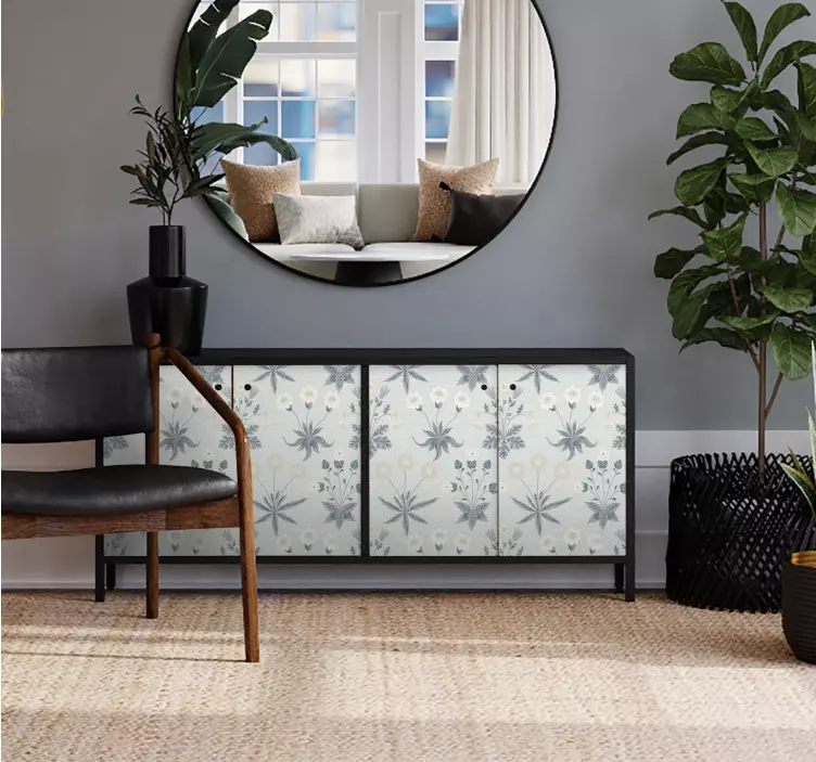 nálepky na nábytok pastelovo modrý kvetinový vzor - Tenstickers