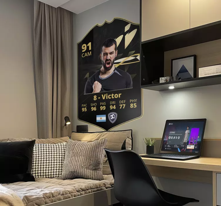 nalepky na stenu futbal čierna a zlatá karta - Tenstickers