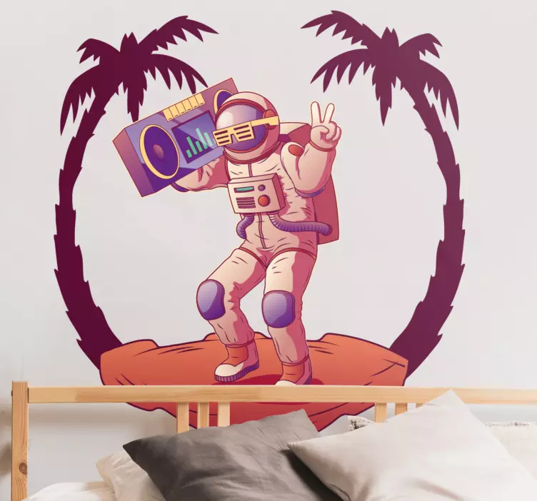 Vesmírna nálepka astronaut s boom boxom - Tenstickers